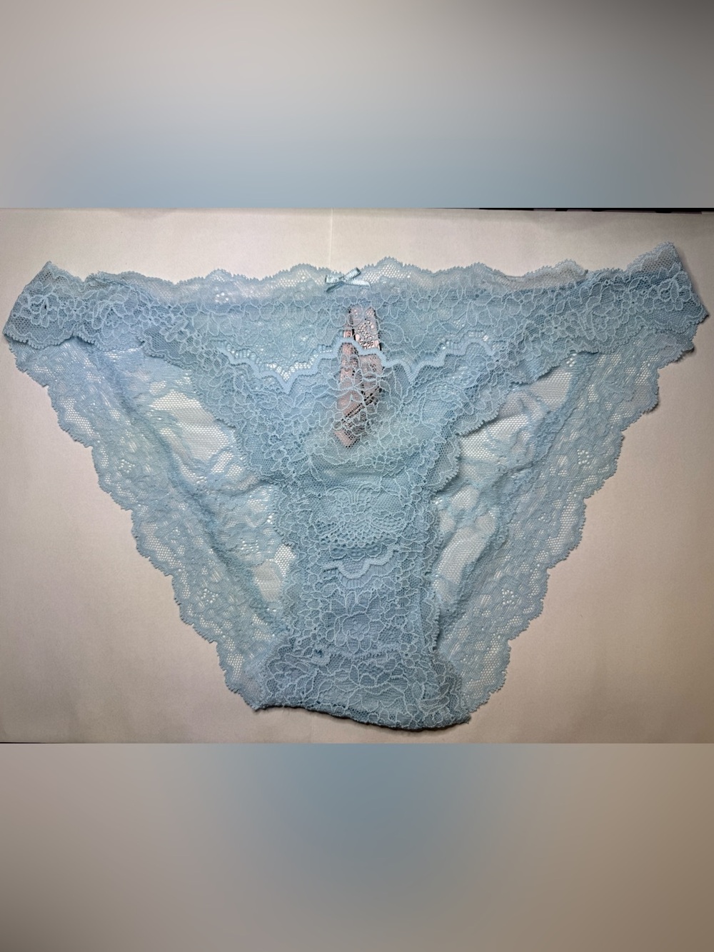 Victoria Secret Scallop Light Blue Lace Cheekini Panty - Large